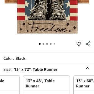 Patriotic Table Runner Decor with Black Boots Design